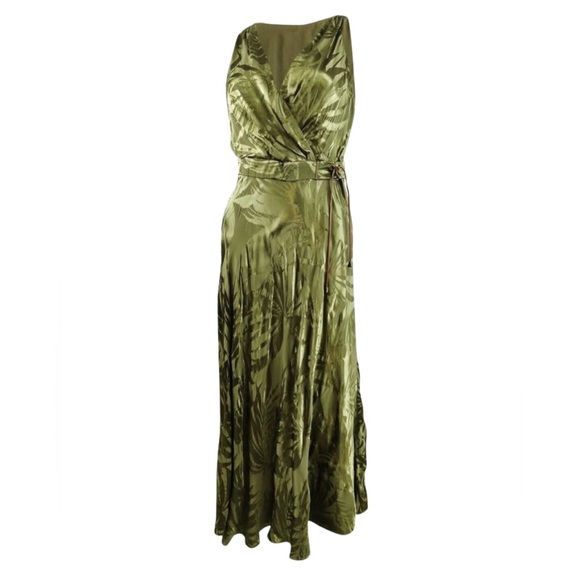Lauren Ralph Lauren Palm Leaf Jacquard Sleeveless Midi Dress | Size 0 - Picture 5 of 15
